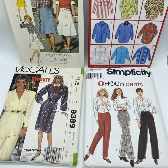 Vintage 70s 80s 90s Lot of 5 Sewing Patterns Women's Skirts Tops Jackets Dresses - Picture 3 of 16